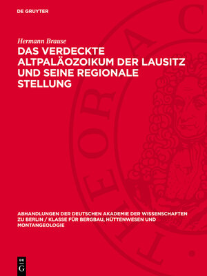 cover image of Das verdeckte Altpaläozoikum der Lausitz und seine regionale Stellung